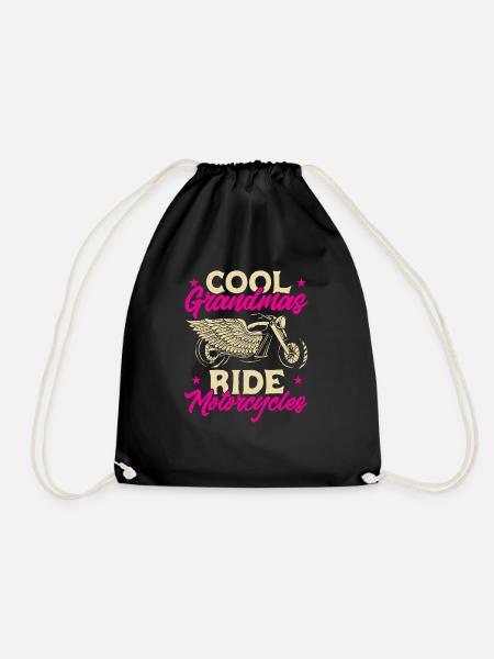 Women Motorcycle Biker Girl Motorcyclist - Drawstring Bag - black