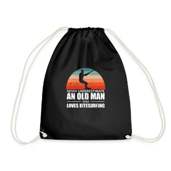 Unterschätze Niemals einen Alten Mann Kitesurfen - Turnbeutel - Schwarz - Vorne