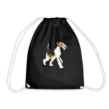 Foxterrier Hund I Jagdhund Züchter Frauchen Motiv - Turnbeutel - Schwarz - Vorne