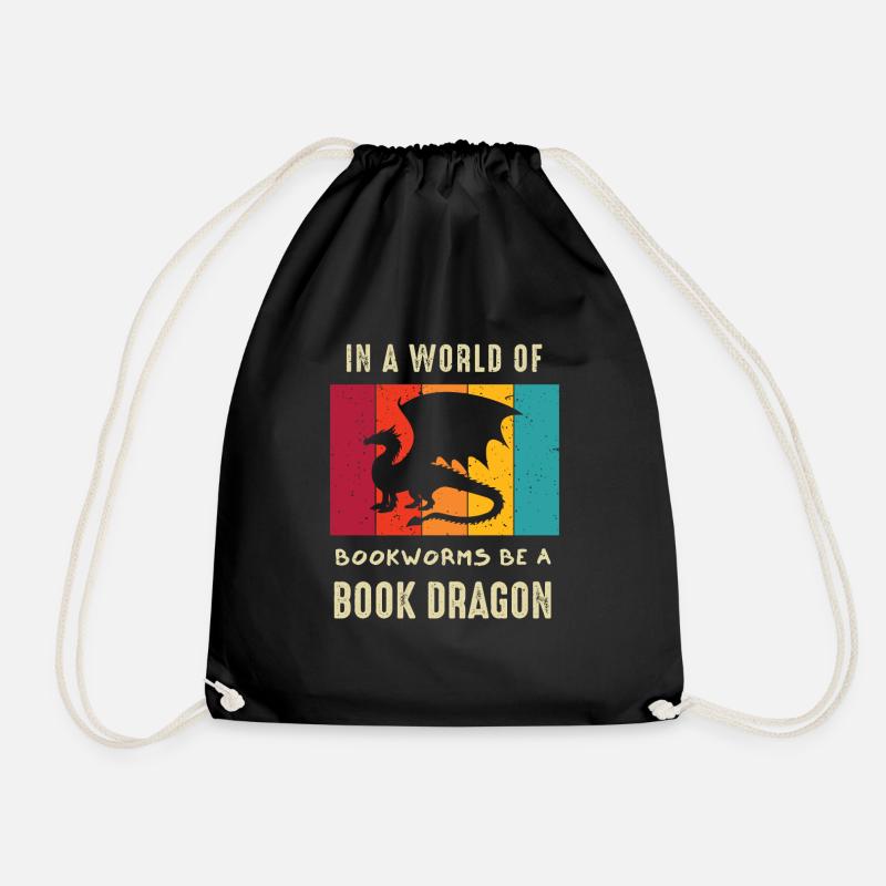 Book Dragon Design Librarian Book Lovers - Turnbeutel - Schwarz