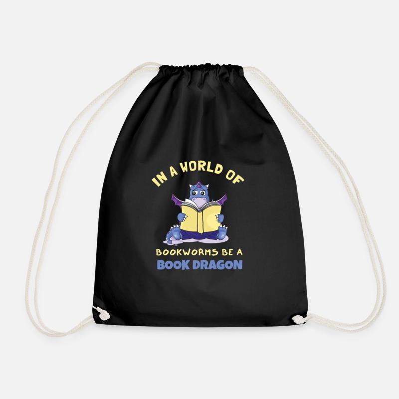Book Dragon Design Librarian Book Lovers - Turnbeutel - Schwarz