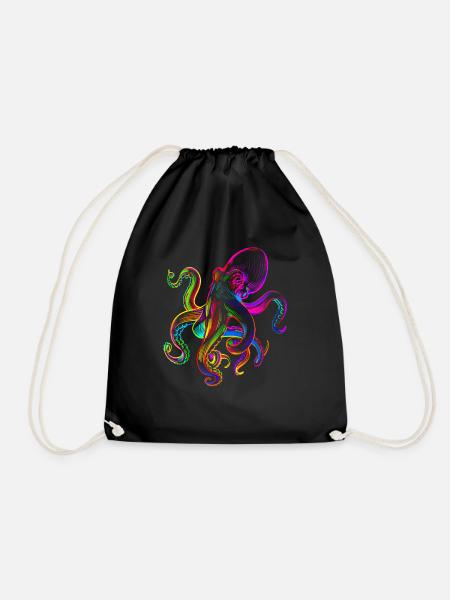 Oktopus Oktopusse lustige bunte - Turnbeutel - Schwarz