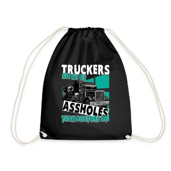 Trucker Truck Truck Driver Truck Driver Truck Driver - Drawstring Bag - black - Front