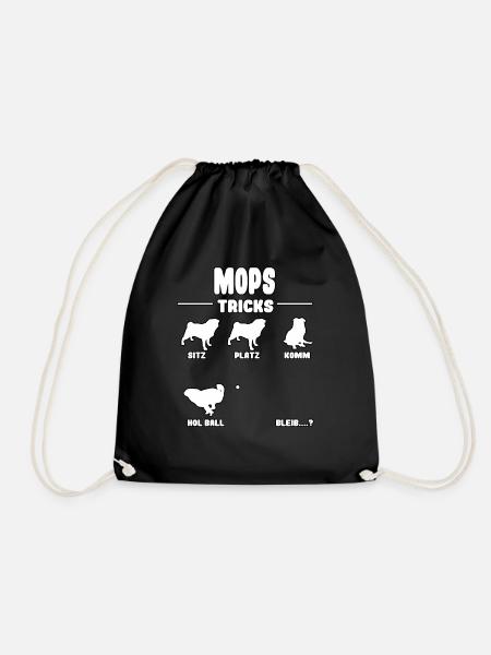 Witziges Mops Pug Puggle Hunde Tricks - Turnbeutel - Schwarz