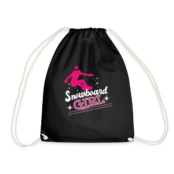 Snowboard Girl Winter Sports Ski Snow - Drawstring Bag - black - Front