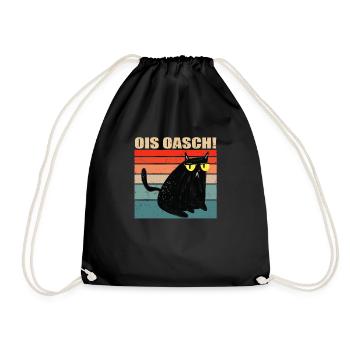 Ois Oasch Katzen Design Katzenliebhaber Bayrisch - Turnbeutel - Schwarz - Vorne