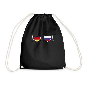 Deutschland Russland Herz Liebe Herzlinie - Turnbeutel - Schwarz - Vorne