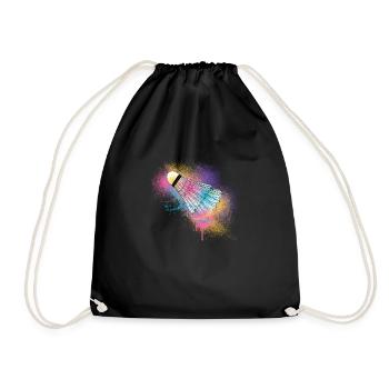 Schläger Ball Sport Buntes Badminton Federball - Turnbeutel - Schwarz - Vorne