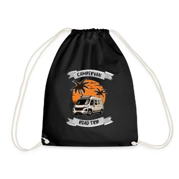 CamperVan Road Trip Camping Motorhome Motorhome - Drawstring Bag - black - Front