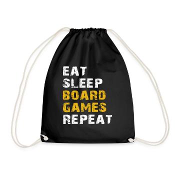 eat sleep board games repeat - Drawstring Bag - black - Front