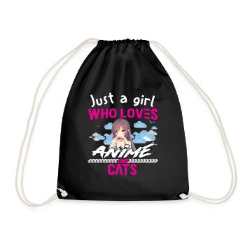I Am Just A Girl Who Loves Anime And Cats - Turnbeutel - Schwarz - Vorne