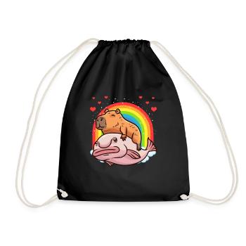 Capybara Kawaii Blobfish Capybara Avec - Sac de sport léger - noir - Devant