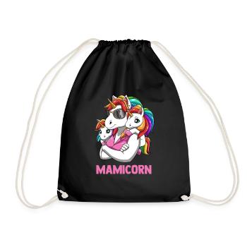 Mamacorn Mutter Tochter Zwillinge Einhörner - Turnbeutel - Schwarz - Vorne