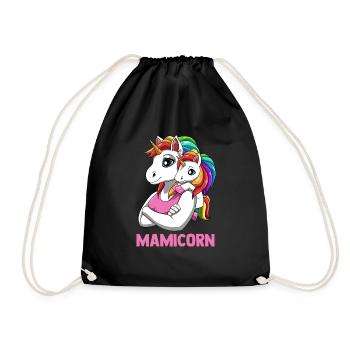 Mamicorn Mutter Tochter Partnerlook Einhörner - Turnbeutel - Schwarz - Vorne