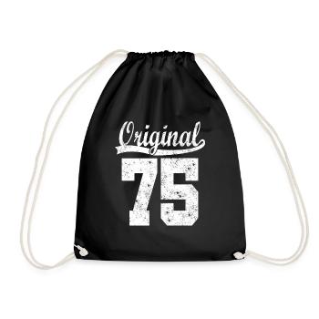 Born 75 Birthday Shirt - Drawstring Bag - black - Front