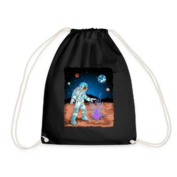 astronaut on mars - Drawstring Bag - black - Front