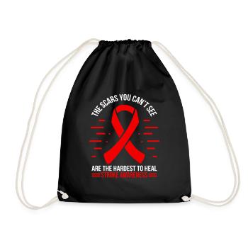 Stroke Survivor Stroke Warrior Red Stroke Ribbon - Drawstring Bag - black - Front