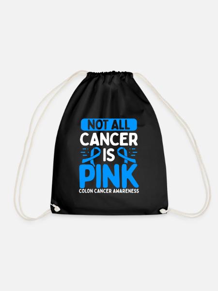 Colon Cancer Ribbon for Colon Cancer Warriors - Drawstring Bag - black