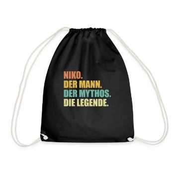 Niko Name Mythos Legende Spruch Geschenk - Turnbeutel - Schwarz - Vorne