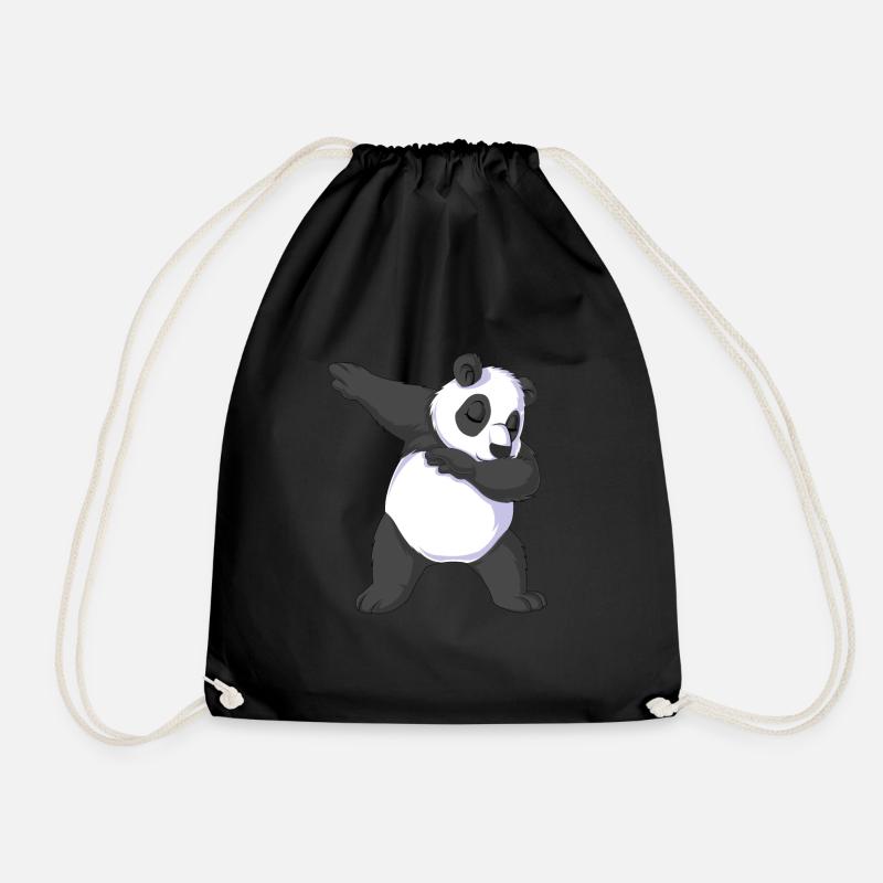 panda dabbing - Drawstring Bag - black