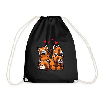 Panda roux kawaii - Sac de sport léger - noir - Devant