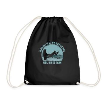 Why I wakeboard because I can wakeboard, - Drawstring Bag - black - Front