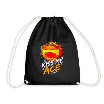 Kiss My Ace Volleyball Spieler Beachvolleyball - Turnbeutel - Schwarz - Vorne