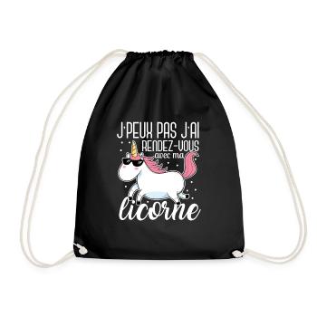 J'Peux Pas J'ai Rendez Vous Avec Ma Licorne Humour - Sac de sport léger - noir - Devant