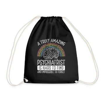 Psychiatrist Badge Reel Psychiatrist Psychology - Drawstring Bag - black - Front