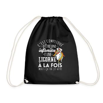 Compliqué D'être Une Infirmière Et Une Licorne - Sac de sport léger - noir - Devant