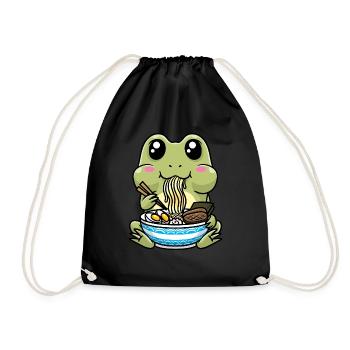 Niedliche Frosch Ramen Nudeln Japan - Turnbeutel - Schwarz - Vorne