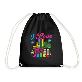 I Love 80s ich liebe die 80ger musik - Turnbeutel - Schwarz - Vorne