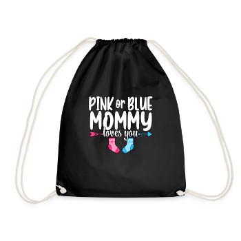 Pink Or Blue Mommy Loves You Gender Reveal - Drawstring Bag - black - Front