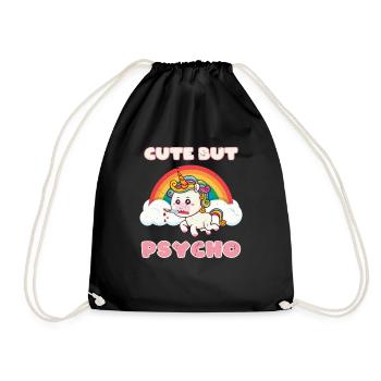 Cute but Psycho Unicorn - Drawstring Bag - black - Front