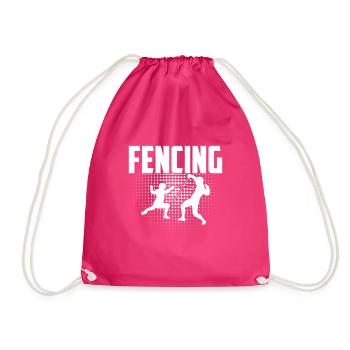Fencing Fencing Fencing Mask - Drawstring Bag - fuchsia - Front