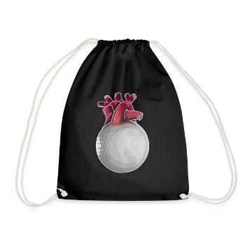 Golfer Herz lustiger Golfball Golf Geschenk - Turnbeutel - Schwarz - Vorne