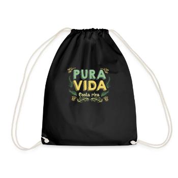 Pura Vida I Costa Rica motif for Tico's creoles - Drawstring Bag - black - Front