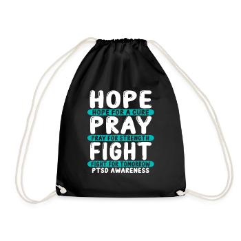PTSD Movement Ribbon Veteran PTSD Warrior - Drawstring Bag - black - Front