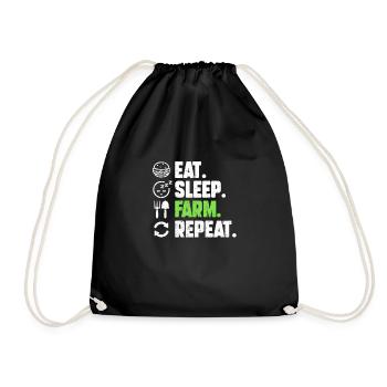 Eat Sleep Farm Repeat Funny Farming - Drawstring Bag - black - Front