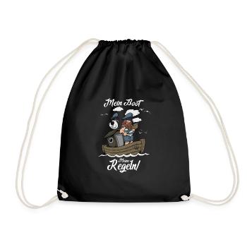 Mein Boot meine Regeln Bootsfahrer Shirt - Turnbeutel - Schwarz - Vorne