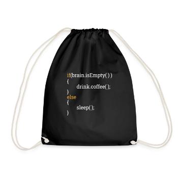 Programmierer Informatik Student Müde Kaffee C++ - Turnbeutel - Schwarz - Vorne