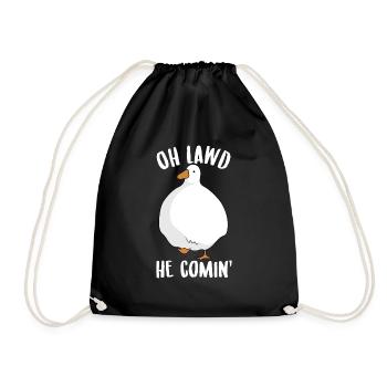Oh Lawd He Comin- Goose Goose Meme - Drawstring Bag - black - Front