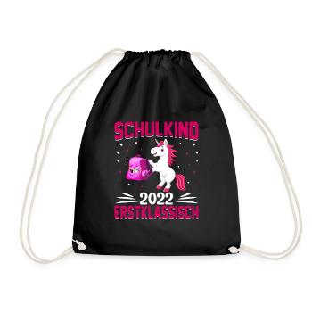 Schulkind 2022 Einhorn - Turnbeutel - Schwarz - Vorne
