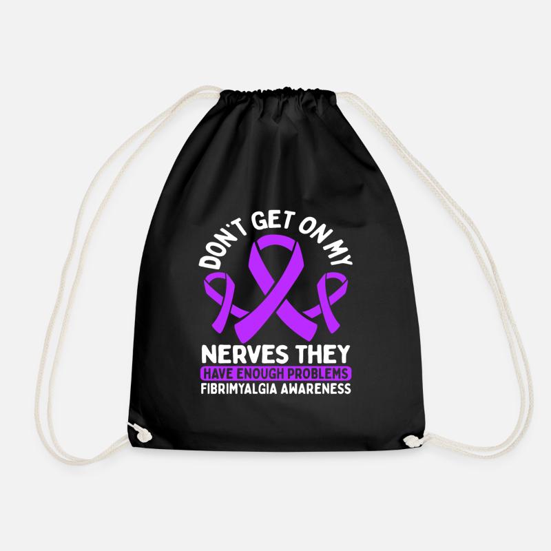 Fibromyalgia Awareness Warrior Survivor Fighter - Drawstring Bag - black