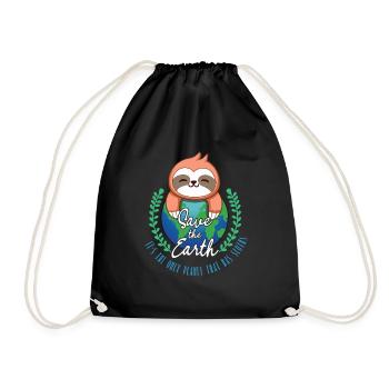 Sauvez la Terre Planète paresseuse Kawaii Sauvez la journée - Sac de sport léger - noir - Devant