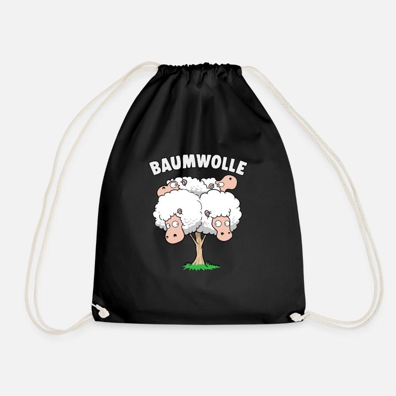 Baumwolle Schafe am Baum Wortwitz - Turnbeutel - Schwarz
