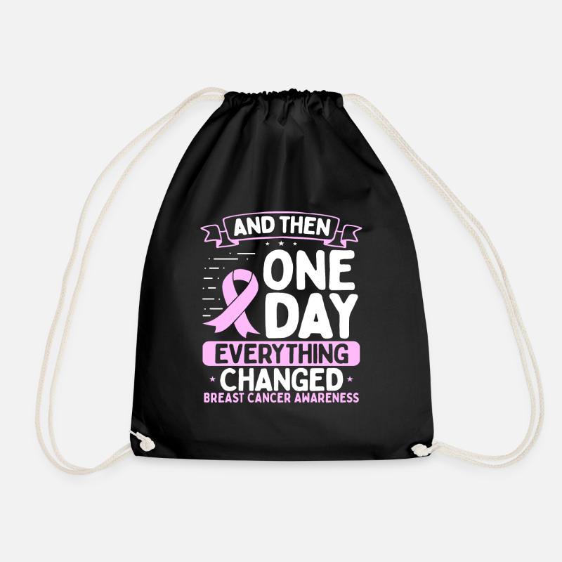Breast Cancer Awareness Ribbon Changed - Drawstring Bag - black