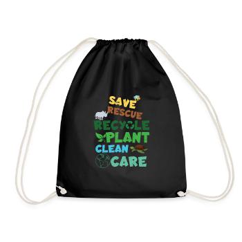 Save Rescue Clean Planet Save Earth Day - Turnbeutel - Schwarz - Vorne