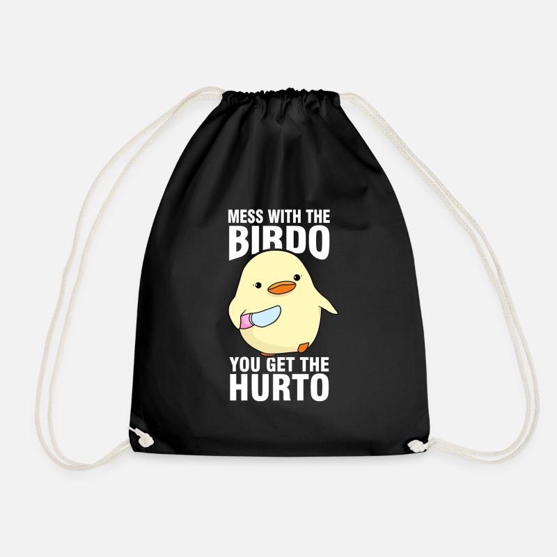 Bird Memes - Drawstring Bag - black