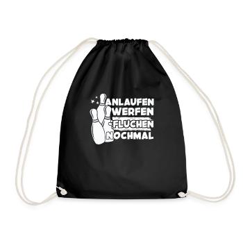 Anlaufen Werfen Fluchen Nochmal Bowling Bowler - Turnbeutel - Schwarz - Vorne